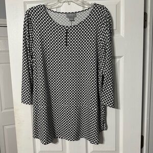 Liz Claiborne Diamond Pattern 3/4 Sleeve Blouse